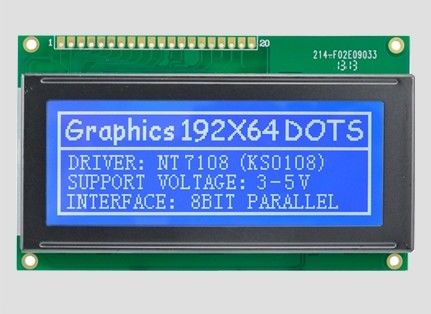 192*64 Dot Matrix STN LCD Module 20 épingles 8 bits parallèle pour le médical industriel